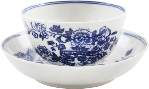 FIRST PERIOD WORCESTER TEA BOWL AND UNDER BOWL 1765-83 - Fagan Arms