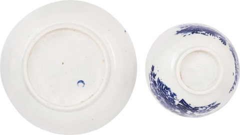 FIRST PERIOD WORCESTER TEA BOWL AND UNDER BOWL 1765-83 - Fagan Arms