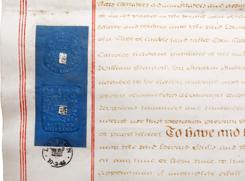 ENGLISH PARCHMENT LEGAL DOCUMENT, INDENTURE, APRIL 5 1845 - Fagan Arms