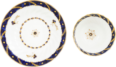 SECOND PERIOD WORCESTER TEA CUP AND SAUCER 1783-88 - Fagan Arms