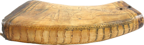 Saxon German Flattened Horn Powder Flask - The History Gift Store