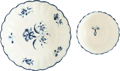 WORCESTER TEA BOWL AND UNDER BOWL C.1770. - The History Gift Store