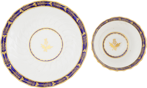 SCOTTISH PRIDE! BARR WORCESTER TEA BOWL AND SAUCER C.1792 - The History Gift Store