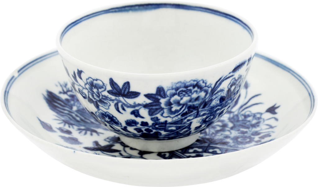 ENGLISH EXPORT PORCELAIN TEA BOWL AND UNDER BOWL, DR. WALL PERIOD, C.1770-83 - The History Gift Store