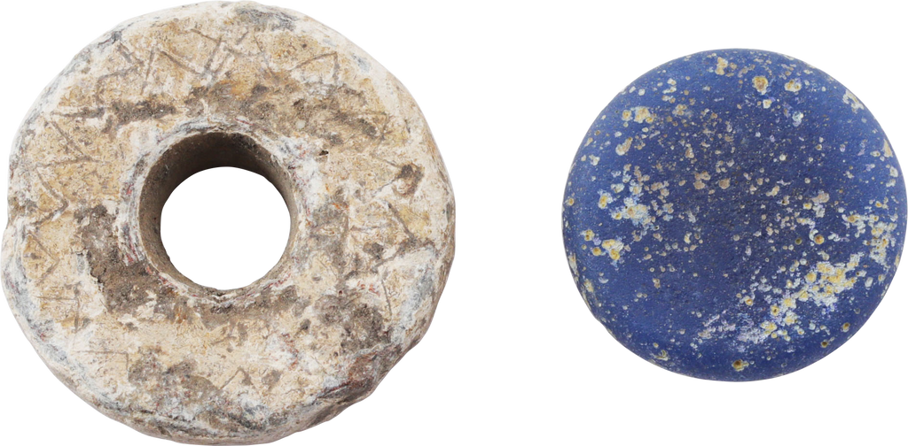 ROMAN SPINDLE WHORL AND GLASS “GEM STONE” - The History Gift Store