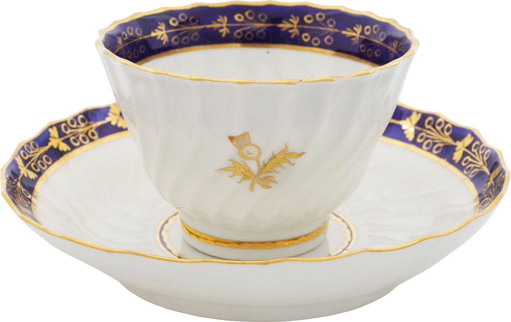 SECOND PERIOD WORCESTER TEA CUP AND SAUCER 1792-3 - The History Gift Store