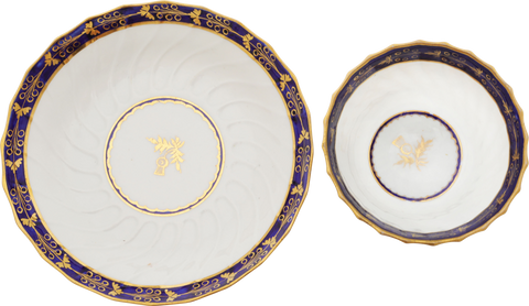 SECOND PERIOD WORCESTER TEA CUP AND SAUCER 1792-3 - The History Gift Store