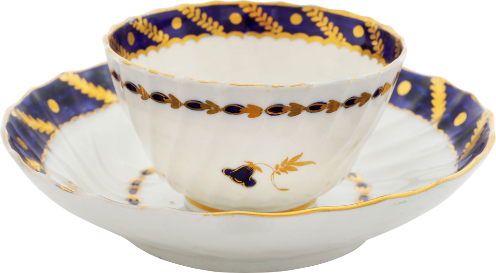 FIRST PERIOD WORCESTER TEA CUP AND SAUCER - The History Gift Store