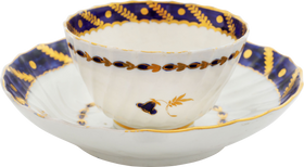FIRST PERIOD WORCESTER TEA CUP AND SAUCER - The History Gift Store