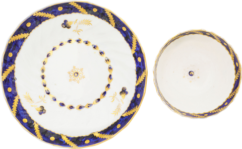 FIRST PERIOD WORCESTER TEA CUP AND SAUCER - The History Gift Store