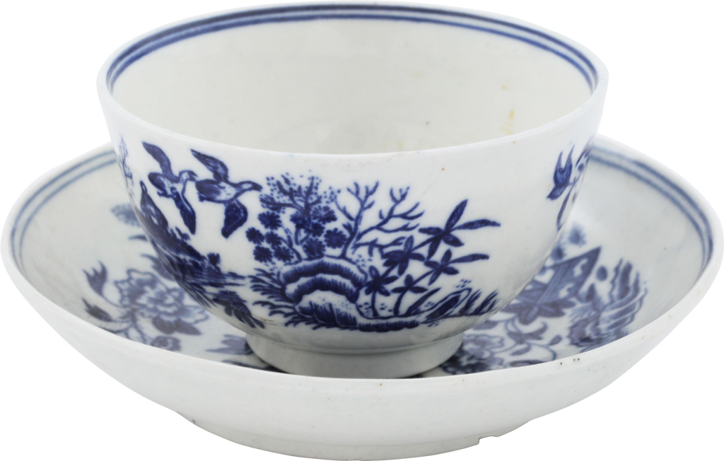 ENGLISH EXPORT PORCELAIN TEA BOWL AND UNDER BOWL, DR. WALL PERIOD, C.1770-83 - The History Gift Store