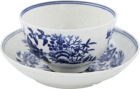 ENGLISH WORCESTER PORCELAIN TEA BOWL AND UNDER BOWL, DR. WALL PERIOD, C.1770-83 - The History Gift Store