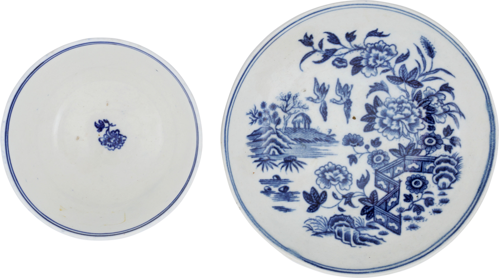 ENGLISH WORCESTER PORCELAIN TEA BOWL AND UNDER BOWL, DR. WALL PERIOD, C.1770-83 - The History Gift Store