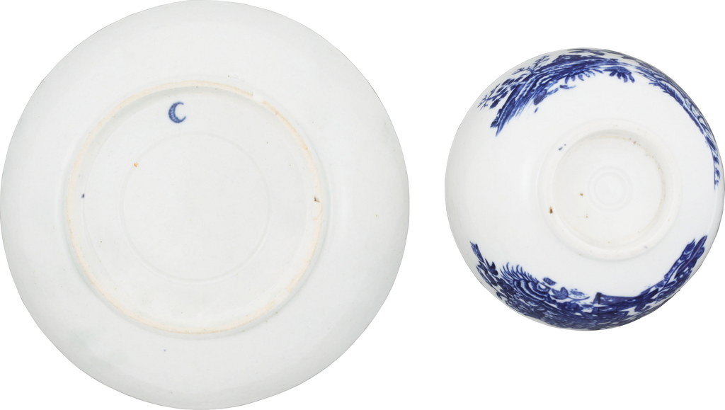 ENGLISH WORCESTER PORCELAIN TEA BOWL AND UNDER BOWL, DR. WALL PERIOD, C.1770-83 - The History Gift Store