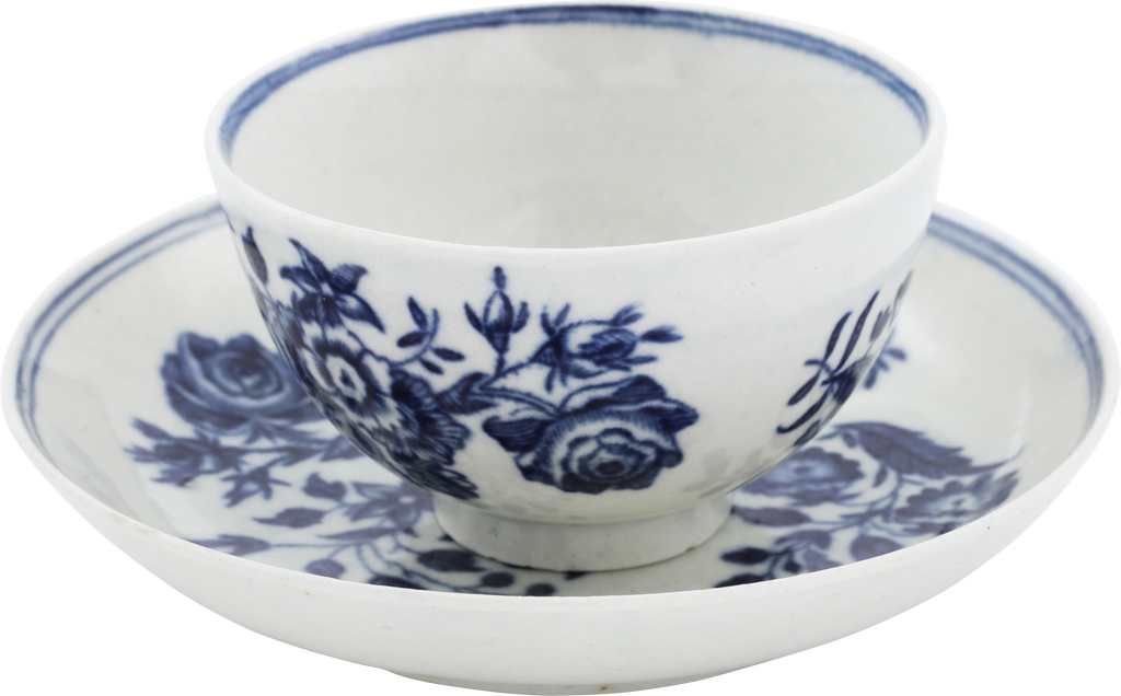 ENGLISH EXPORT PORCELAIN TEA BOWL AND SAUCER, DR. WALL PERIOD, C.1770-83 - The History Gift Store