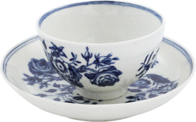 ENGLISH EXPORT PORCELAIN TEA BOWL AND SAUCER, DR. WALL PERIOD, C.1770-83 - The History Gift Store