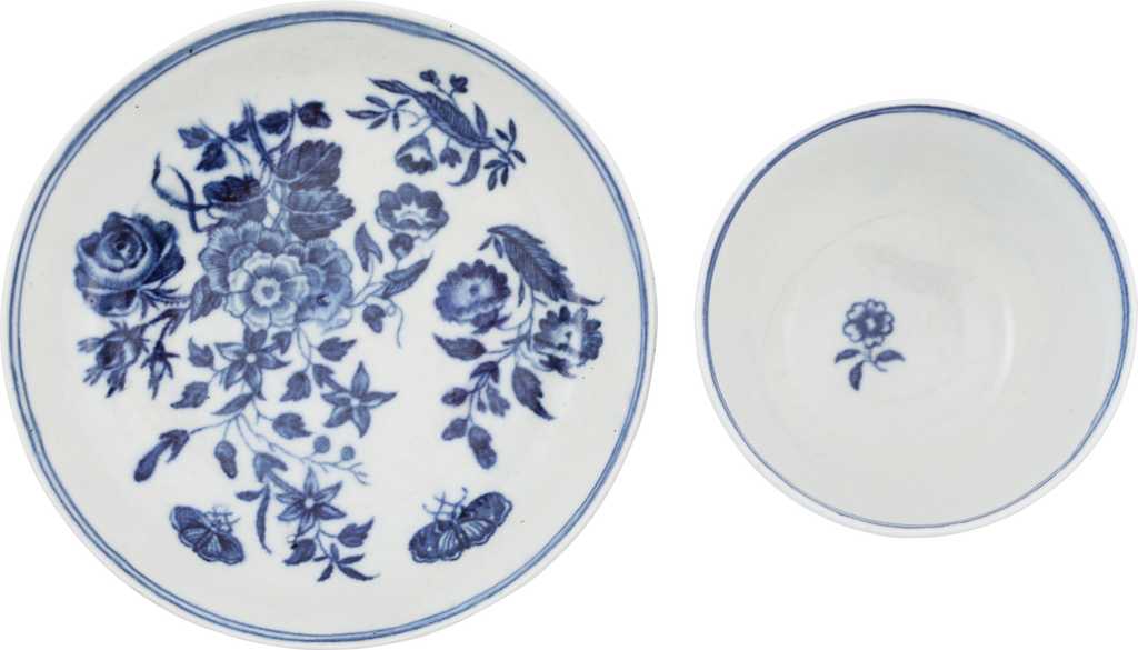 ENGLISH EXPORT PORCELAIN TEA BOWL AND SAUCER, DR. WALL PERIOD, C.1770-83 - The History Gift Store