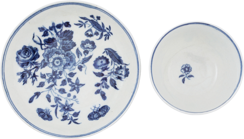 ENGLISH EXPORT PORCELAIN TEA BOWL AND SAUCER, DR. WALL PERIOD, C.1770-83 - The History Gift Store