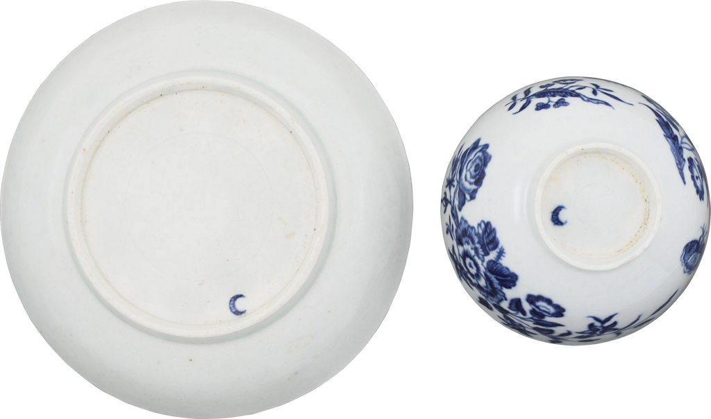 ENGLISH EXPORT PORCELAIN TEA BOWL AND SAUCER, DR. WALL PERIOD, C.1770-83 - The History Gift Store