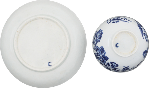 ENGLISH EXPORT PORCELAIN TEA BOWL AND SAUCER, DR. WALL PERIOD, C.1770-83 - The History Gift Store