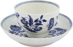 FIRST PERIOD WORCESTER TEA BOWL AND UNDER BOWL C1765-75 - Fagan Arms