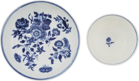 FIRST PERIOD WORCESTER TEA BOWL AND UNDER BOWL C1765-75 - Fagan Arms