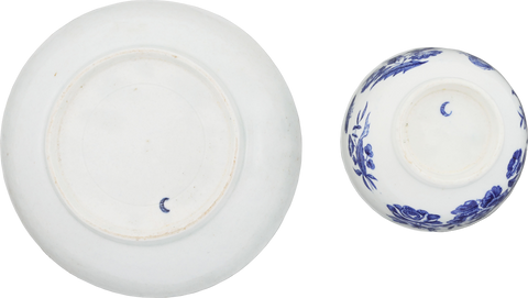 FIRST PERIOD WORCESTER TEA BOWL AND UNDER BOWL C1765-75 - Fagan Arms