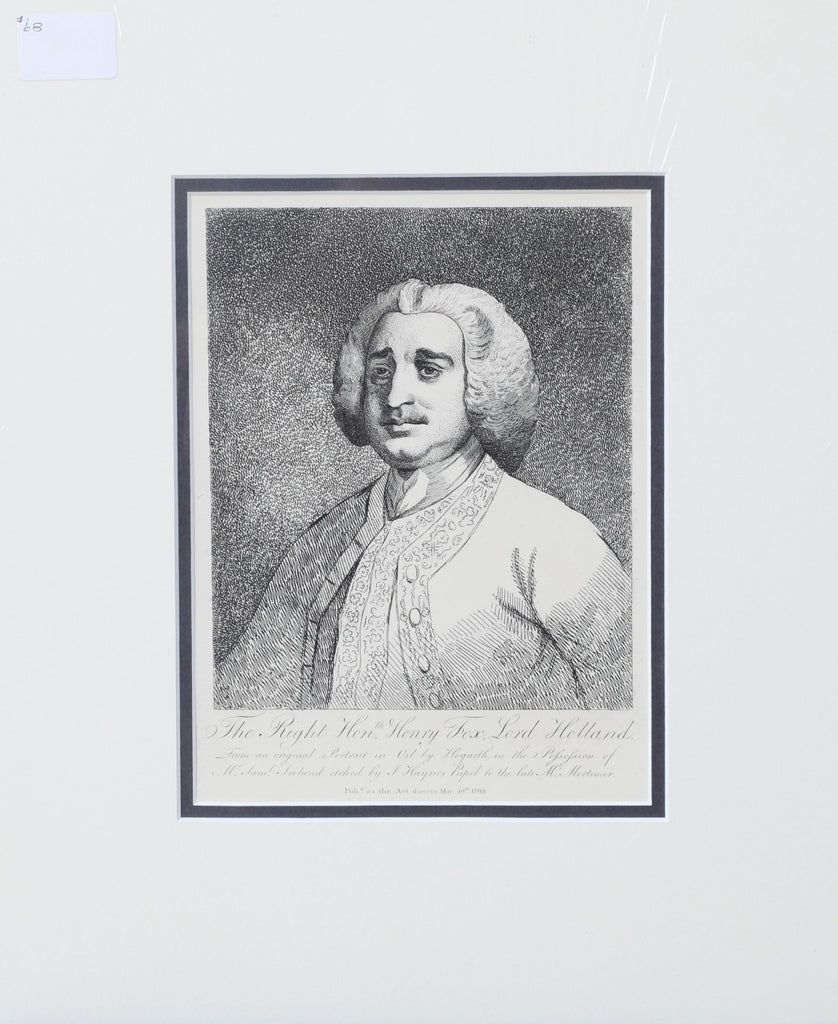 ORIGINAL WILLIAM HOGARTH ENGLISH LITHOGRAPH, Henry Fox Lord Holland - The History Gift Store