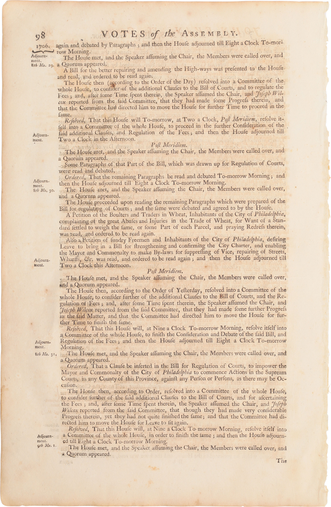 ACTUAL PAGE PRINTED BY BENJAMIN FRANKLIN IN 1752 - The History Gift Store