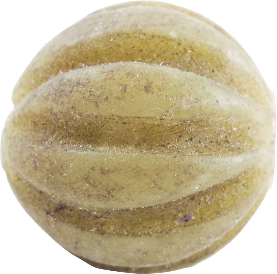 FINE VIKING MELON FORM GLASS BEAD 850-1050 AD - Fagan Arms