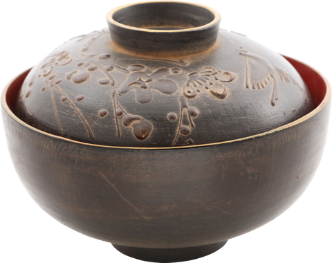 RARE TECHNIQUE EDO PERIOD JAPANESE BOWL AND COVER - Fagan Arms