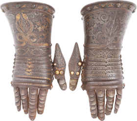 PAIR OF EUROPEAN ETCHED AND GILT GAUNTLETS - Fagan Arms