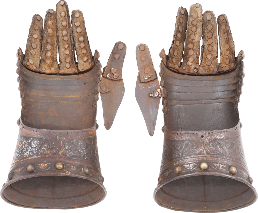 PAIR OF EUROPEAN ETCHED AND GILT GAUNTLETS - Fagan Arms