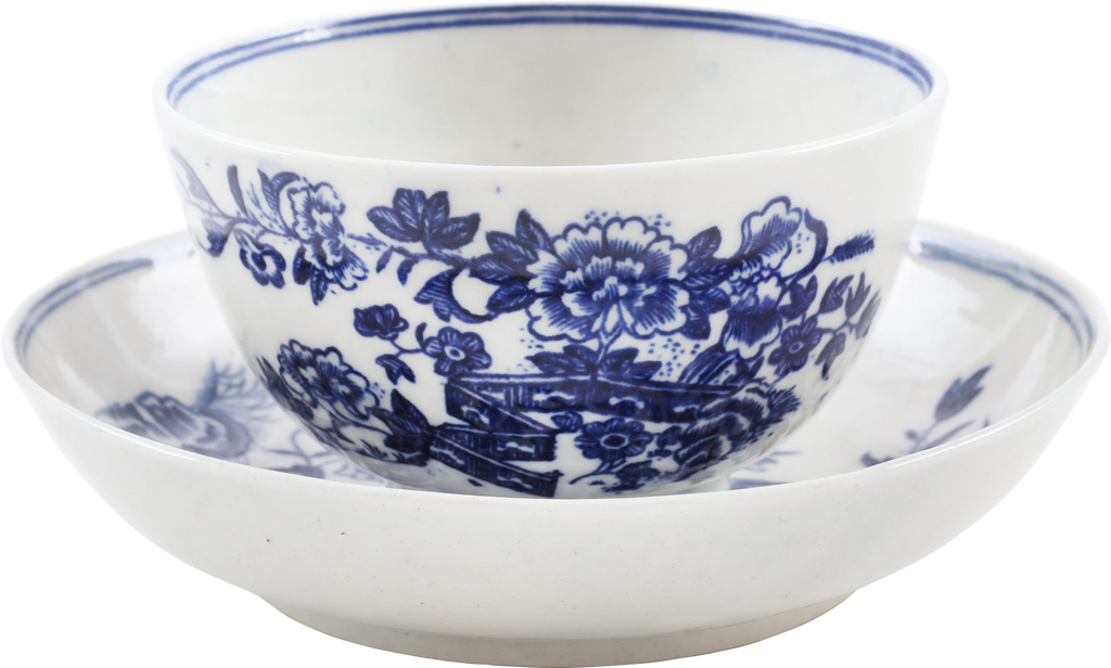FIRST PERIOD WORCESTER TEA BOWL AND UNDER BOWL 1765-83 - Fagan Arms