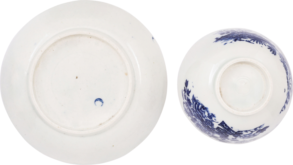 FIRST PERIOD WORCESTER TEA BOWL AND UNDER BOWL 1765-83 - Fagan Arms