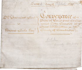 ENGLISH PARCHMENT LEGAL DOCUMENT, INDENTURE, APRIL 5 1845 - Fagan Arms