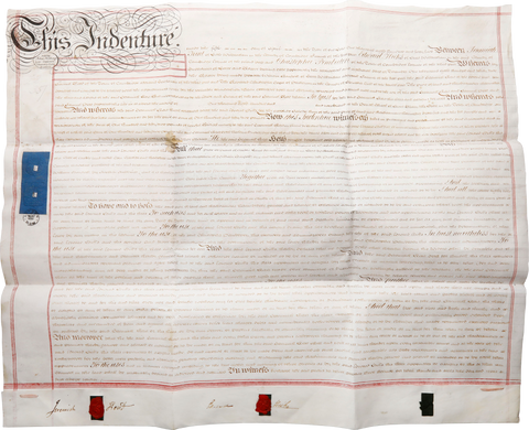 ENGLISH PARCHMENT LEGAL DOCUMENT, INDENTURE, APRIL 5 1845 - Fagan Arms