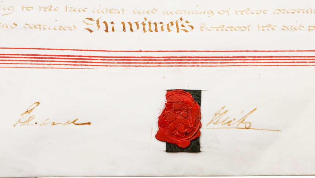 ENGLISH PARCHMENT LEGAL DOCUMENT, INDENTURE, APRIL 5 1845 - Fagan Arms