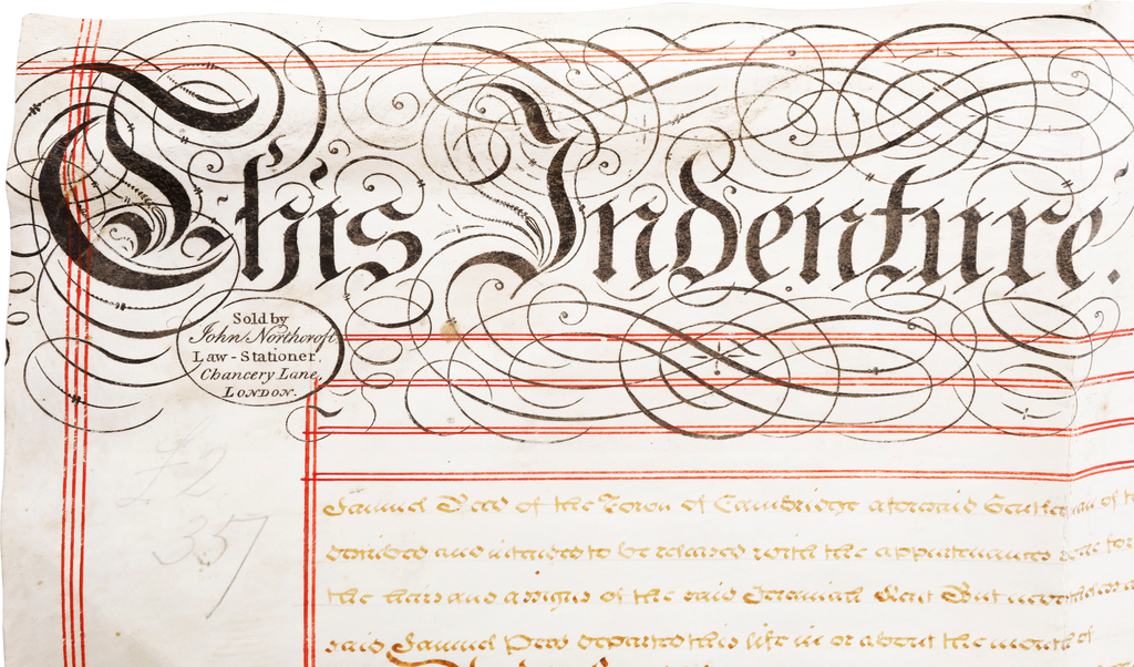 ENGLISH PARCHMENT LEGAL DOCUMENT, INDENTURE, APRIL 5 1845 - Fagan Arms