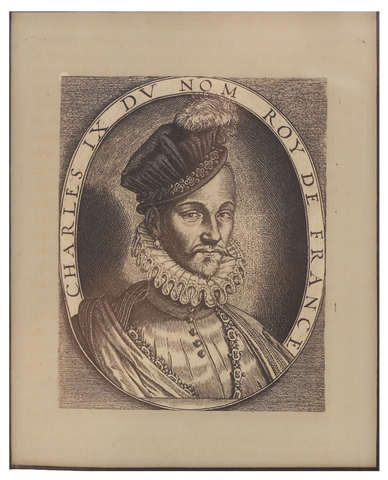 ORIGINAL ENGLISH LITHOGRAPH Charles IX King of France 1562-98 - Fagan Arms