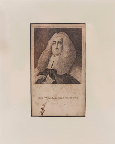 ORIGINAL ENGLISH LITHOGRAPH, Sir William Blackstone - Fagan Arms