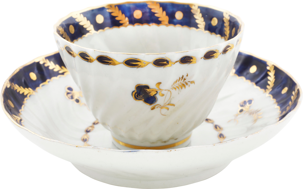 SECOND PERIOD WORCESTER TEA CUP AND SAUCER 1783-88 - Fagan Arms