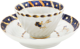 SECOND PERIOD WORCESTER TEA CUP AND SAUCER 1783-88 - Fagan Arms