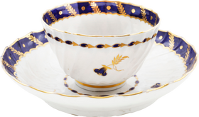 SECOND PERIOD WORCESTER TEA CUP AND SAUCER 1783-88 - Fagan Arms