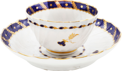 SECOND PERIOD WORCESTER TEA CUP AND SAUCER 1783-88 - Fagan Arms