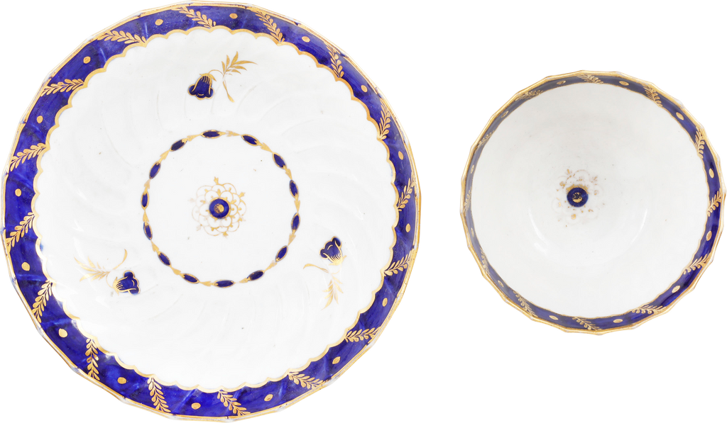 SECOND PERIOD WORCESTER TEA CUP AND SAUCER 1783-88 - Fagan Arms