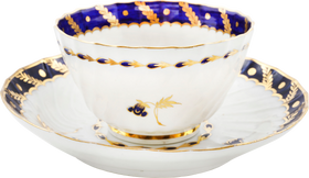 SECOND PERIOD WORCESTER TEA CUP AND SAUCER 1783-88 - Fagan Arms