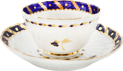 SECOND PERIOD WORCESTER TEA CUP AND SAUCER 1783-88 - Fagan Arms