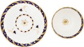 SECOND PERIOD WORCESTER TEA CUP AND SAUCER 1783-88 - Fagan Arms