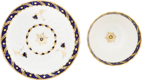 SECOND PERIOD WORCESTER TEA CUP AND SAUCER 1783-88 - Fagan Arms